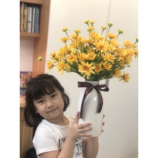 Bình lọ gốm trắng miệng nhỏ 26cm