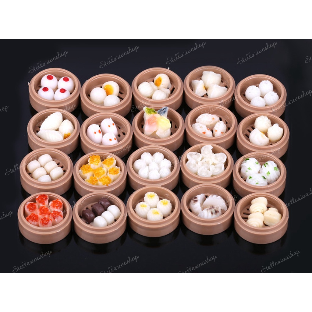 Đồ chơi nhà bếp mini mô hình xửng dimsum 20 mẫu trang trí nhà búp bê, dollhouse