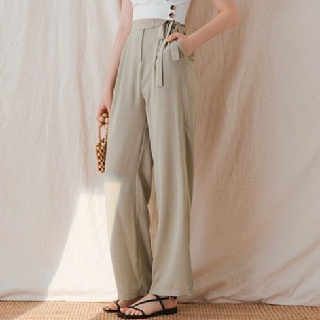 Quần ống rộng thắt nơ hông hàn quốc nữ Air Space 2021823011