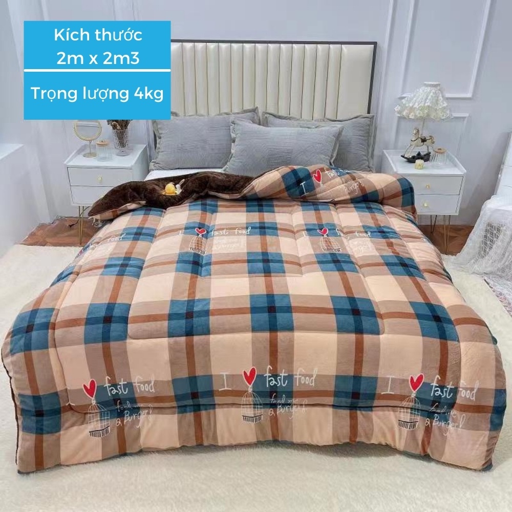 Chăn lông cừu dày yuki Nhật Bản siêu ấm, Mền lông cừu blanket 4kg 2021 - Otama Bedding