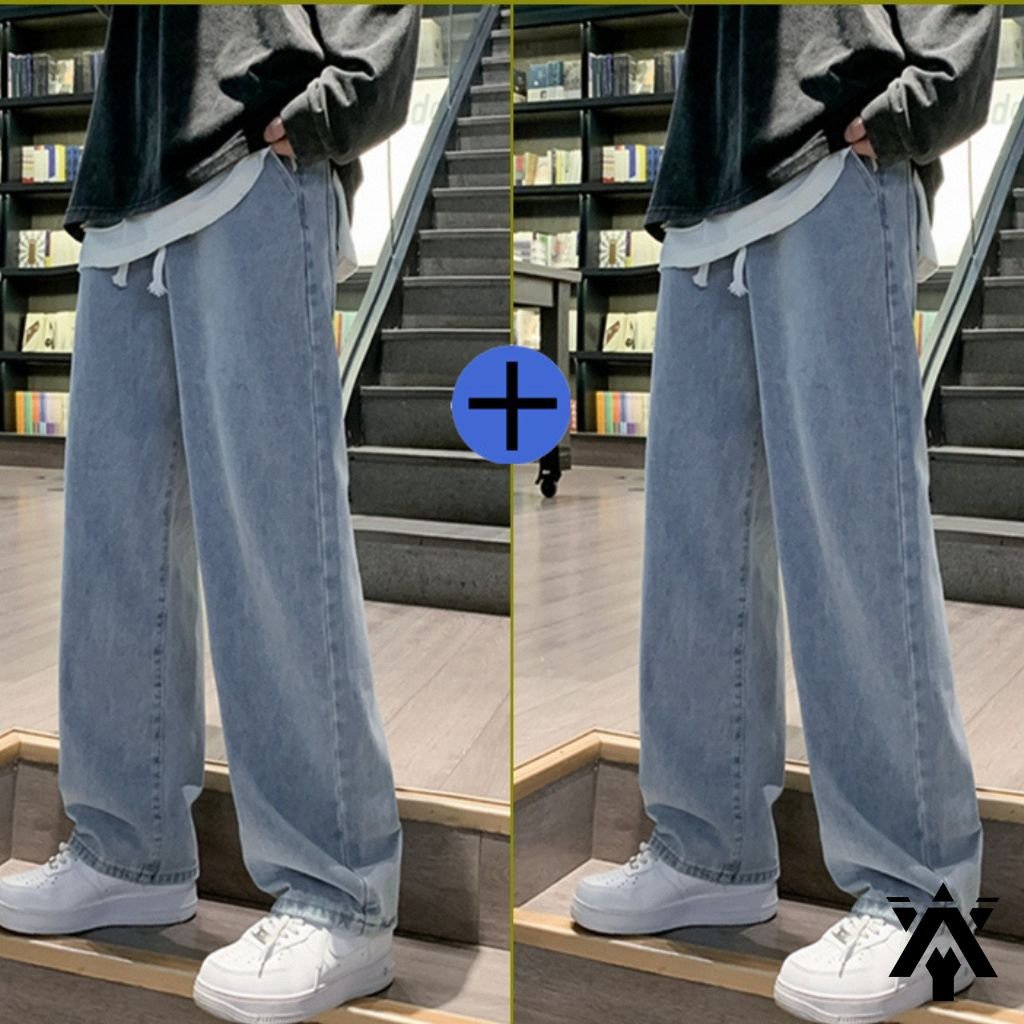 Quần Jean Nam Anyoung Quần Baggy Nam Cạp Chun Chất Bò, Ống Suông Rộng Dễ Phối Đồ Phong Cách Unisex Hàn Quốc Qd321
