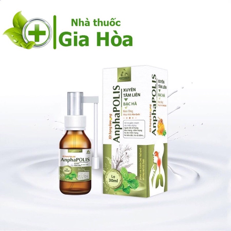 Xịt họng chiết xuất keo ong, xuyên tâm liên, bạc hà AnphaPolis giúp giảm các triệu chứng đau, ngứa, rát họng, ho kéo dài