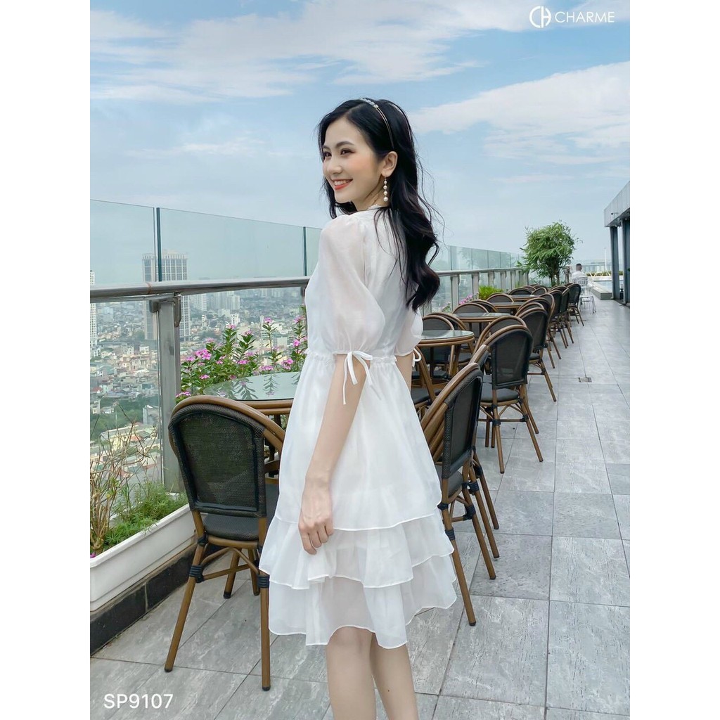 Đầm voan cao cấp tiều thư đáng yêu xếp ly cổ ba tầng cách điệu phù hợp đi dự tiệc, đi chơi,...