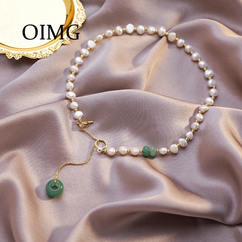 Vòng cổ OIMG mạ vàng 14k đính ngọc trai giả thời trang mềm mại