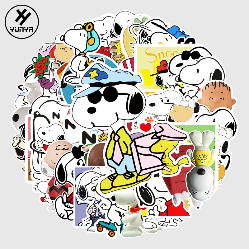 Set 50 sticker dán trang trí hình chú chó Snoopy đáng yêu