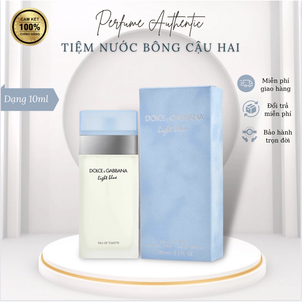 Nước Hoa Nữ 𝐃&𝐆 𝐋𝐈𝐆𝐇𝐓 𝐁𝐋𝐔𝐄_Hương Thơm Tươi Mát Từ Đại Dương (10ml)