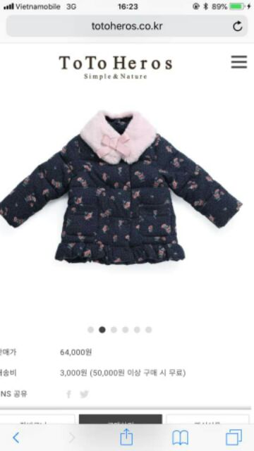 Áo phao bé gái Xuất Hàn