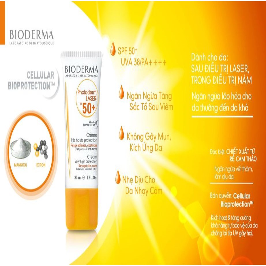 ❤️Bioderma❤️ Kem Chống Nắng Cho Da Trước và Sau Sử Dụng Laser Bioderma Photoderm Laser SPF 50+  - Skinfa.