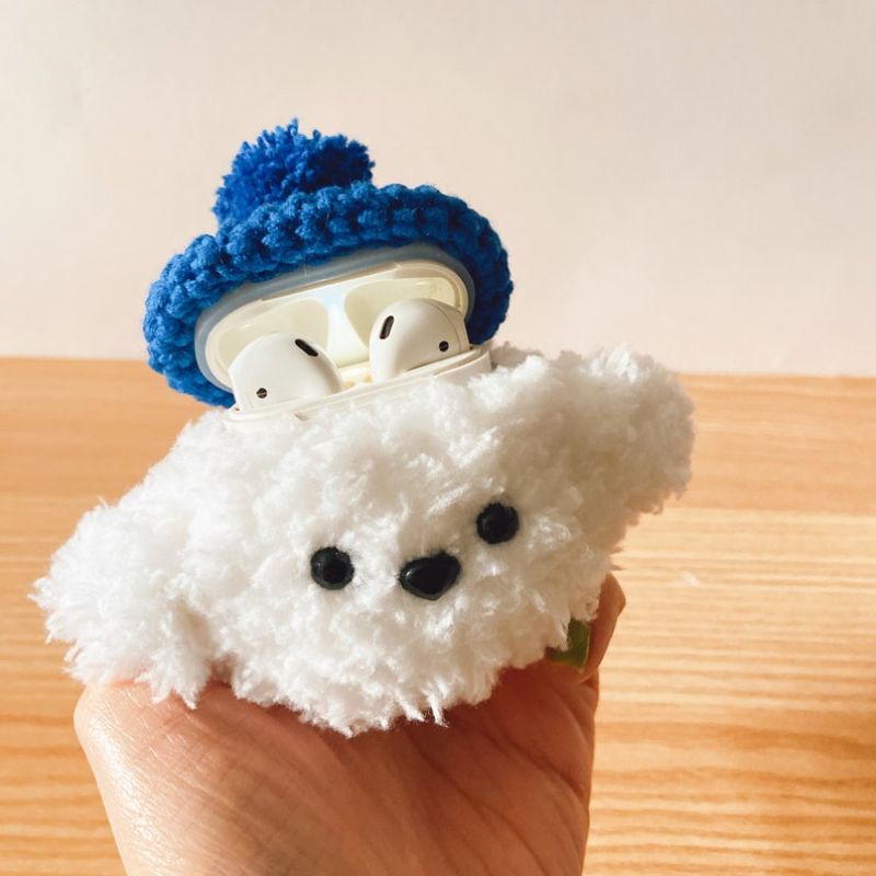 Vỏ ốp Airpod 1/2/3/pro/pro4 gấu xù móc len_handmade
