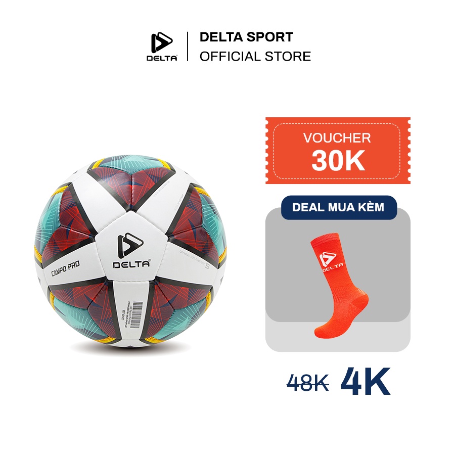 Bóng đá DELTA 9968-5K size 5 tiêu chuẩn FIFA, chất liệu da PU dùng cho 12 tuổi trở lên, chơi trên mọi loại sân.