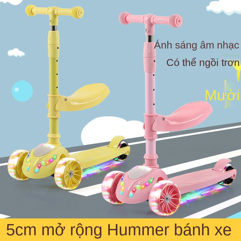 Xe Scooter Nhạc thiếu nhi Bánh nhấp nháy có thể ngồi hoặc trượt 2-3-5-6-12 tuổi bé trai gái người mới bắt đầu ván