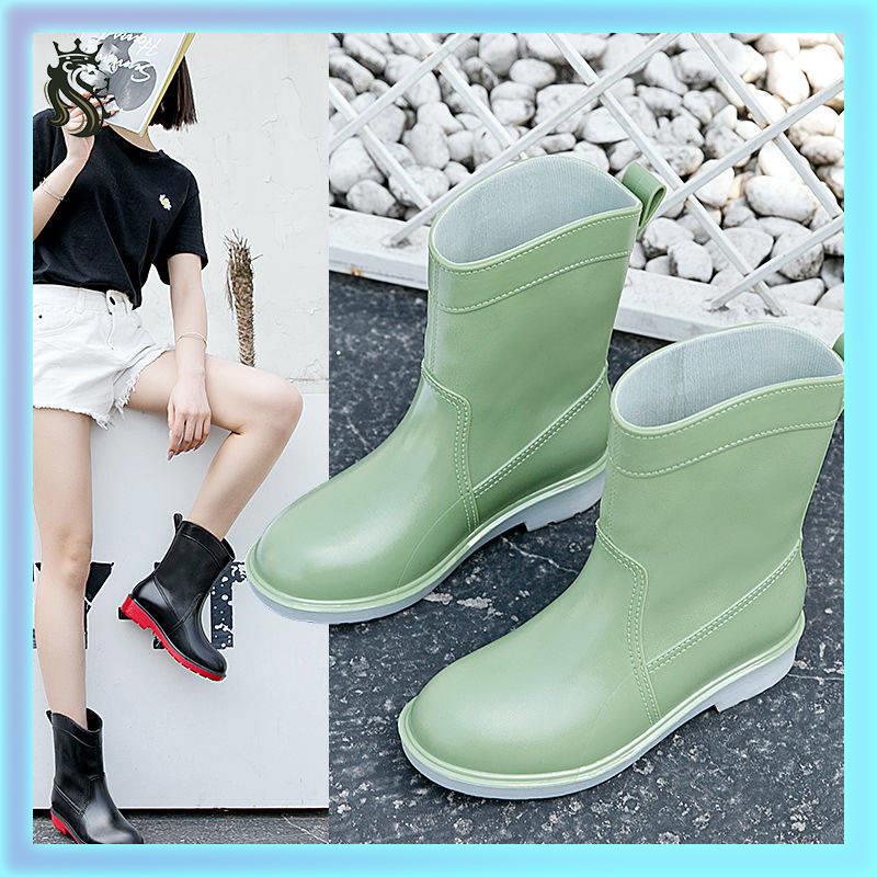 ủng đi mưa người lớn giày nhựa đi mưa nữ Ủng Đi Mưa Cổ Cao Giữ Ấm Chống Thấm Nước Phong Cách Thời Trang Dành Cho Người Lớn