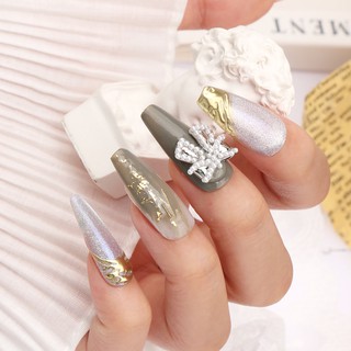 Charm Nơ Kim Loại Vàng Bạc Đá Đính Móng CN