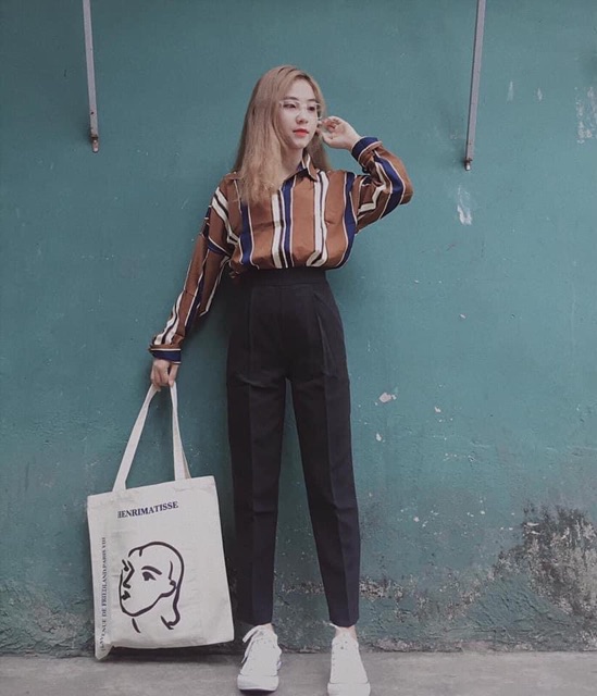 QUẦN TÂY LƯNG CAO PHỐI THUN SAU ( dây kéo bên ) | BigBuy360 - bigbuy360.vn