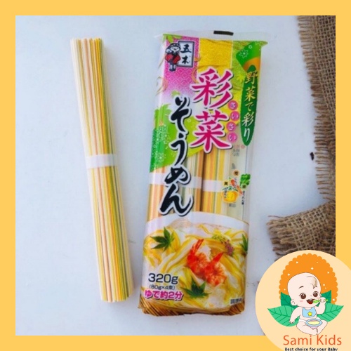 Mì Somen ngũ sắc sợi dài vị rau củ 320g thơm ngon tiện lợi nấu đồ ăn dặm cho bé SAMI KIDS