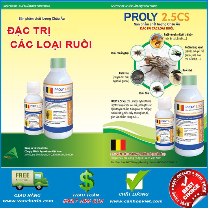Thuốc đặc trị ruồi Proly 2.5CS 100ml phun xịt xử lý ruồi hiệu quả, thuốc diệt ruồi hóa chất diệt ruồi - PL1