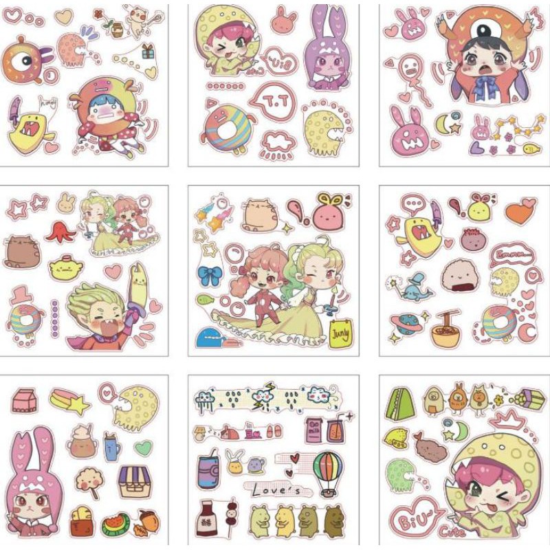 Set băng dính Washi sticker siêu cute - Washi Tape dễ thương trang trí sổ, vở, quà tặng - Băng dính họa tiết hoạt hình
