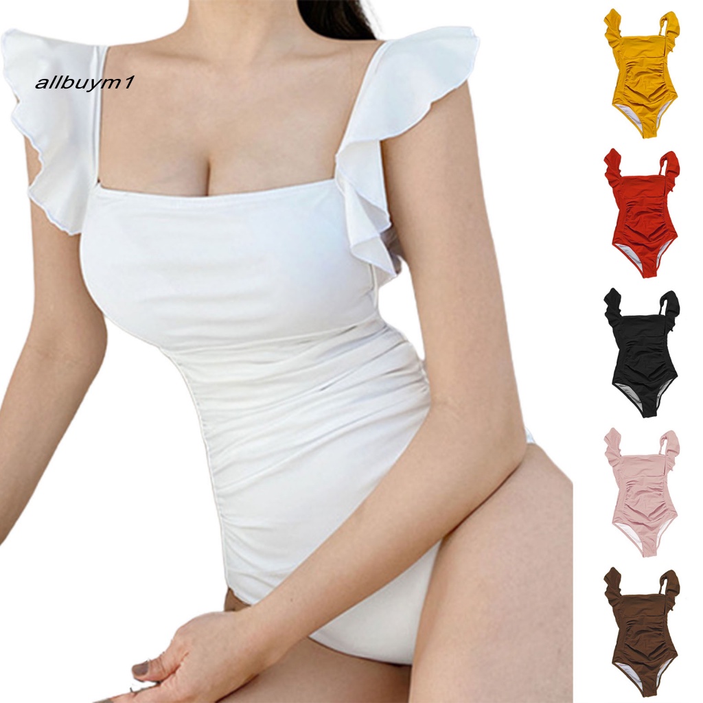 all  Skinny Bodysuit Swimsuit Push Up Ruffle Sweet Swimsuit Padded for Beach