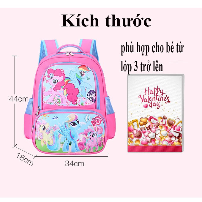 Cặp học sinh, balo tiểu học, trung học nhiều ngăn hình siêu nhân công chúa người nhện, chất liệu chống thấm nước