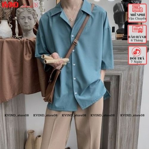 ⭐Áo sơ mi tay ngắn nam nữ form rộng, sơ mi cộc tay unisex Hàn Quốc, chất vải lụa dãn _KVINDstore08
