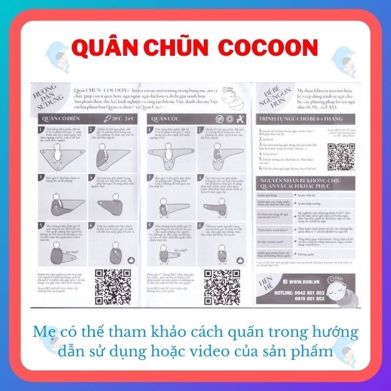 Quấn Chũn Cocoon Chính Hãng Co Dãn 4 Chiều Cho Bé Sơ Sinh Giúp Bé Ngủ Ngon Giảm Giật Mình, Giảm Quấy Khóc (2.5-7 Kg)