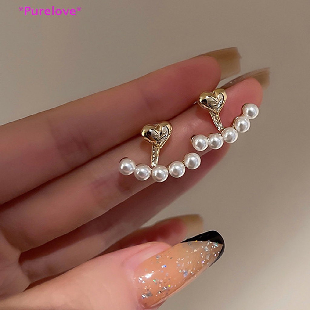 1 Cặp Bông Tai Hình Trái Tim Bằng Kim Loại Đính Ngọc Trai Nhân Tạo Thời Trang Hàn Quốc Dành Cho Nữ Mới