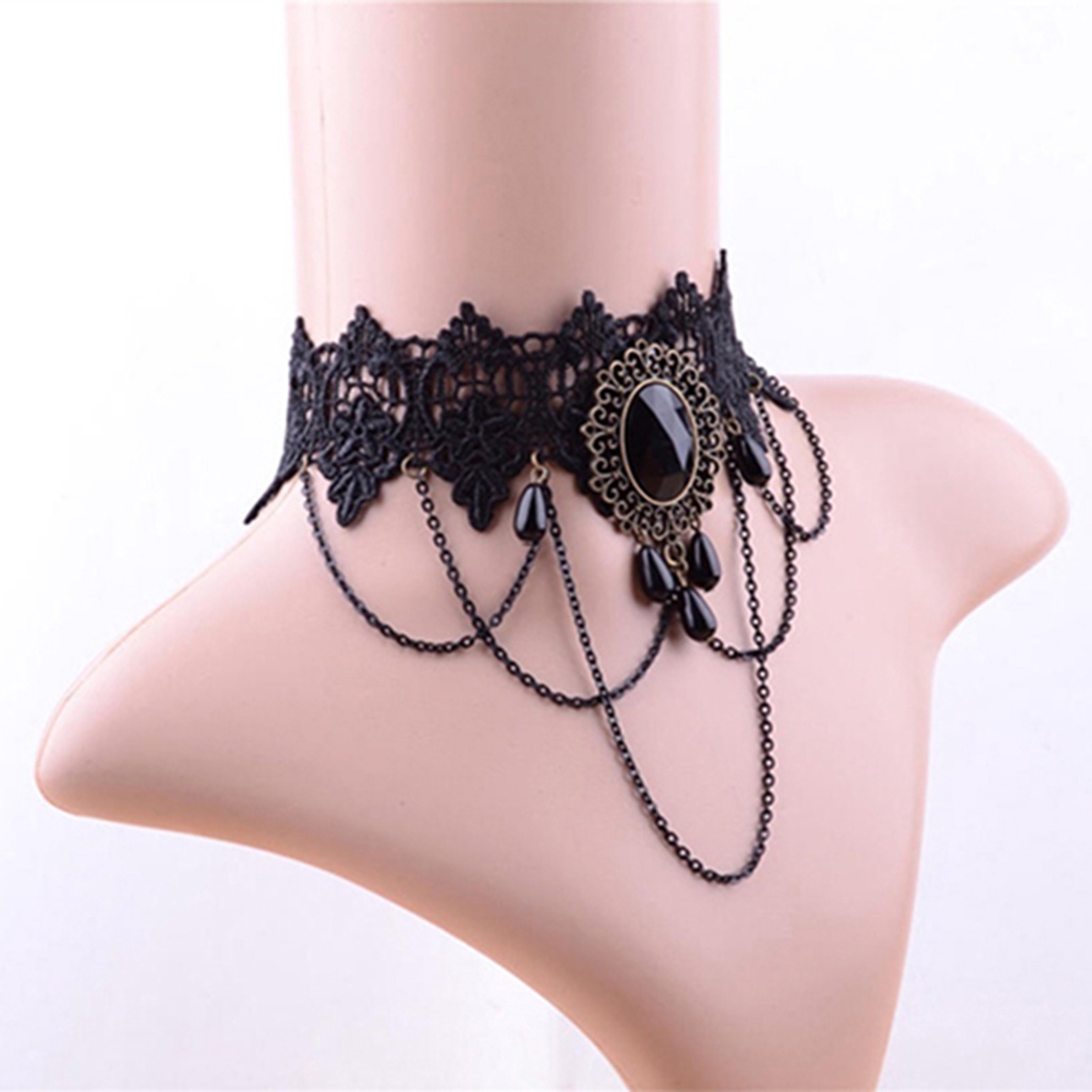 Vòng cổ ren đính đá nhân tạo thời trang dành cho nữ