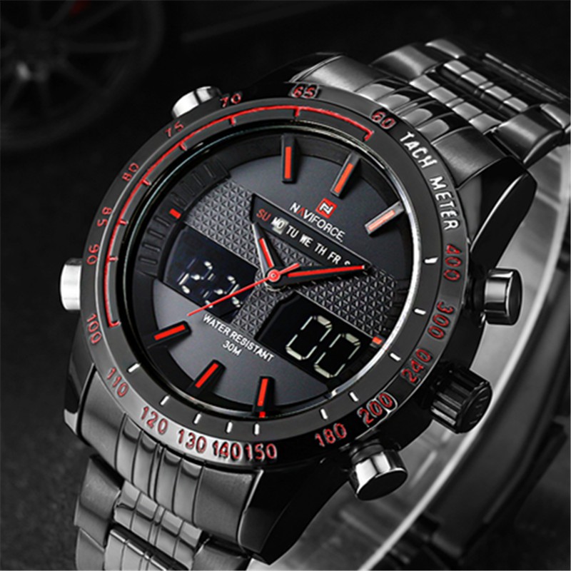 Đồng hồ Nam Thể Thao NAVIFORCE 6 Dây Thép Nguyên Khối Phong Cách Quân Đội Cực Ngầu