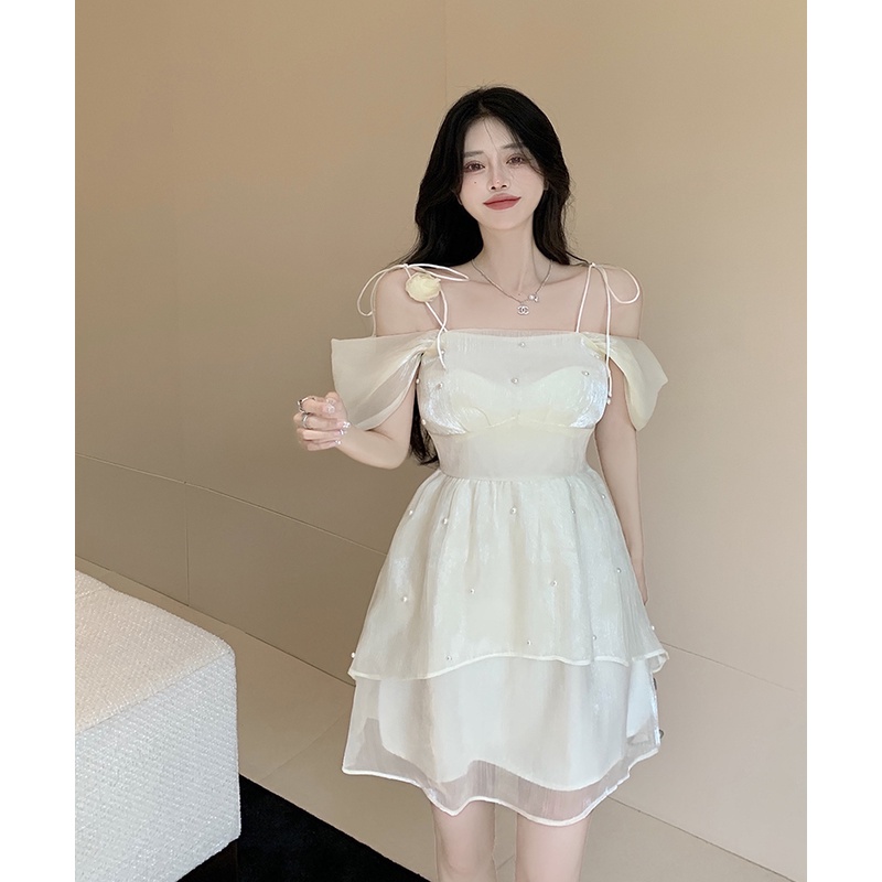 Đầm Nữ Váy Ngắn Xòe Trắng Hàng Thiết Kế Trễ Vai Hai Dây Công Chúa Cao Cấp Nhẹ Nhàng Phù Hợp Đi Ăn Cưới Dự Tiệc Sinh Nhật | BigBuy360 - bigbuy360.vn