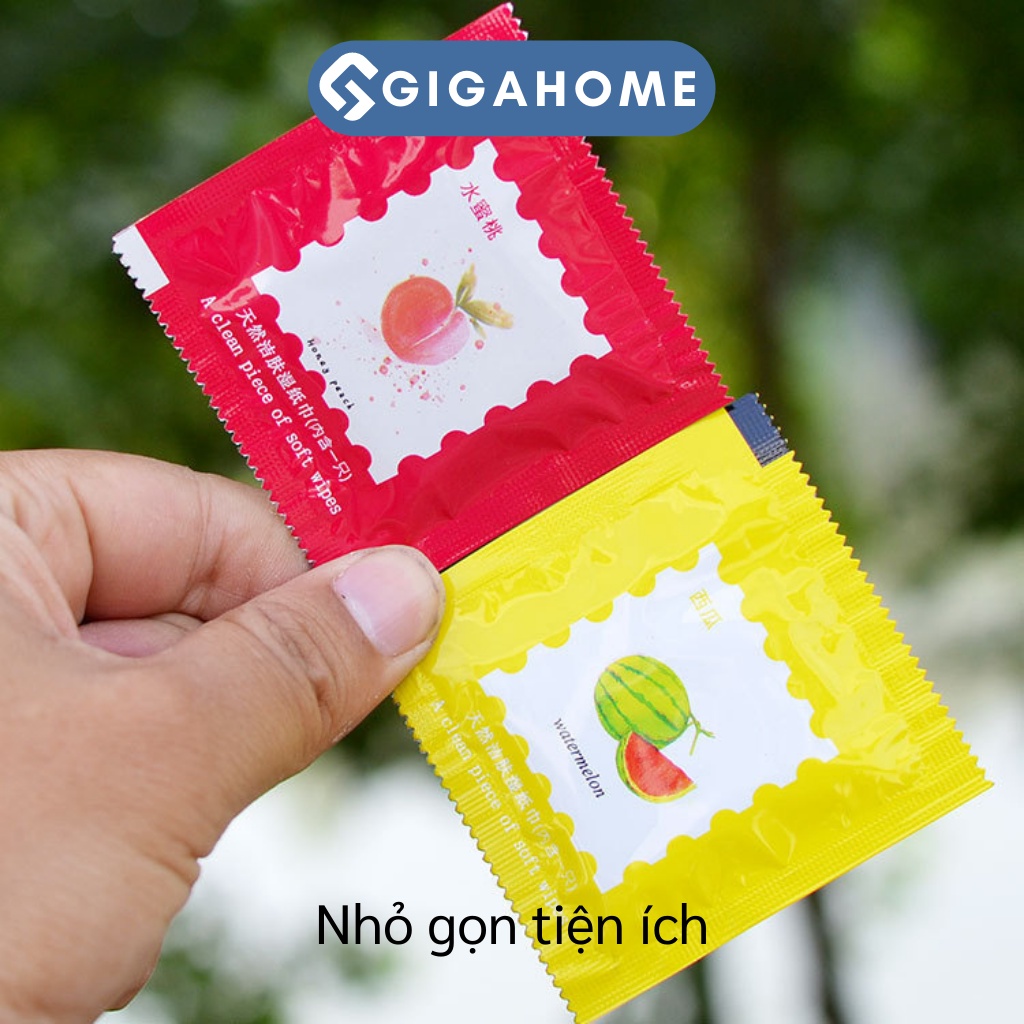 Set 10 Chiếc Khăn Giấy Ướt Gói Vuông GIGAHOME Kiểu BCS Mini Dễ Dàng Đem Theo 9411