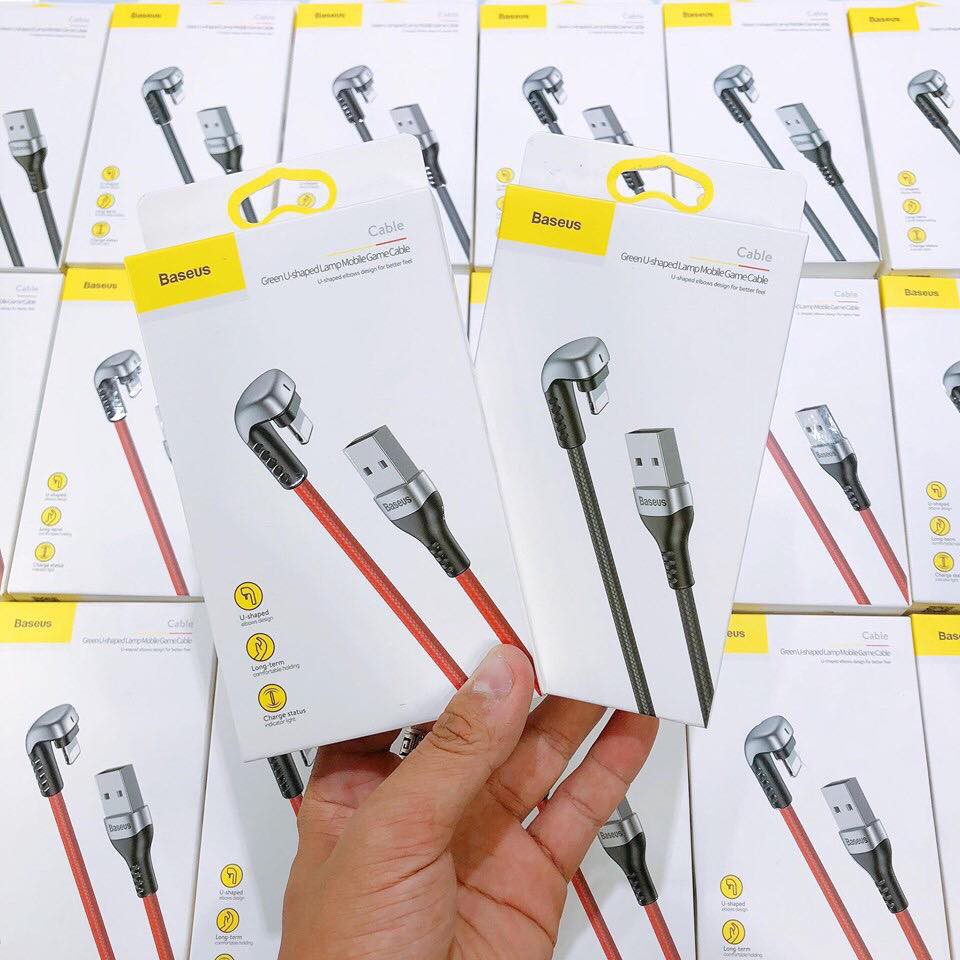 cáp chuyên game baseus u-shaped cho ip/tablet (2.4a,led light fast charging cable) 1m-2m