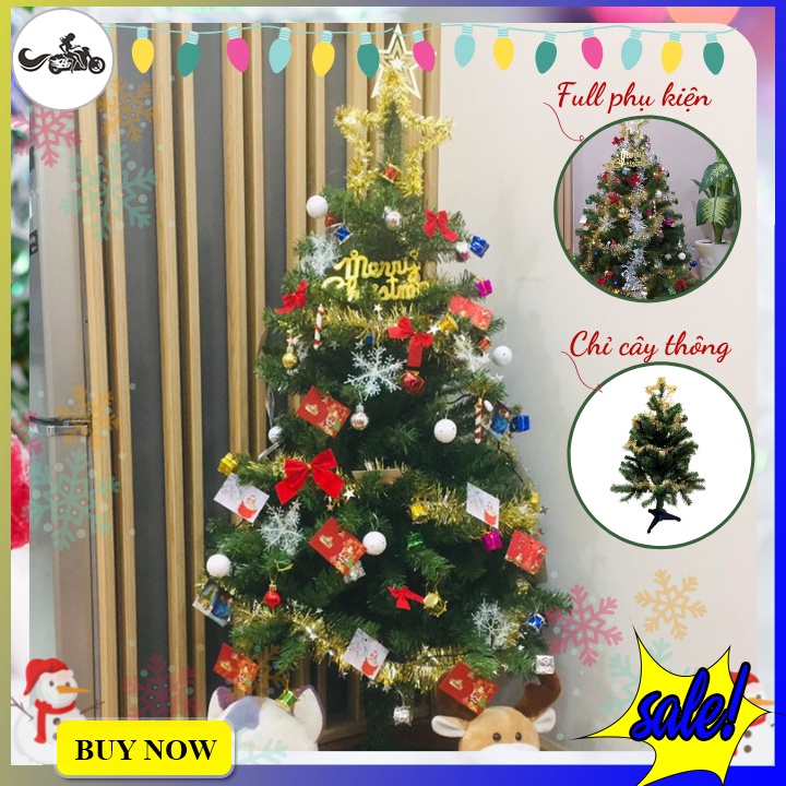 Cây thông noel cao 120cm (1m2) tán dày màu xanh tặng kèm phụ kiện