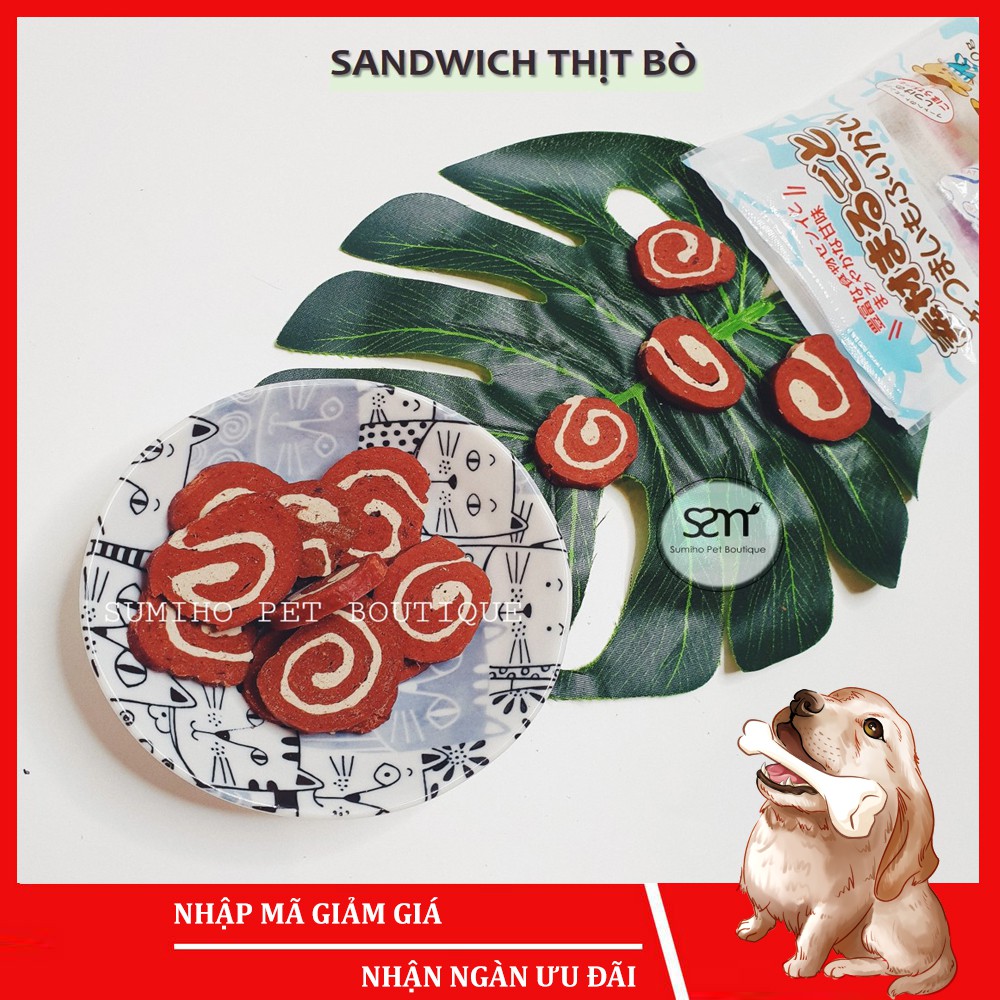 Bánh thưởng cho chó Sumiho (Sandwich thịt bò) (100gr/túi) Đồ ăn cho chó mèo thú cưng