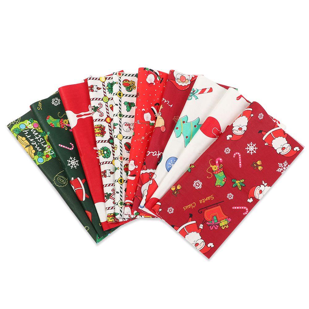 UPSTOPVN Set 10 Miếng Vải Cotton Họa Tiết Giáng Sinh