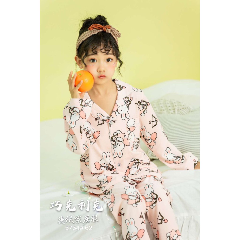 Bộ Pijama dài tay in hình bé gái 2-7 tuổi