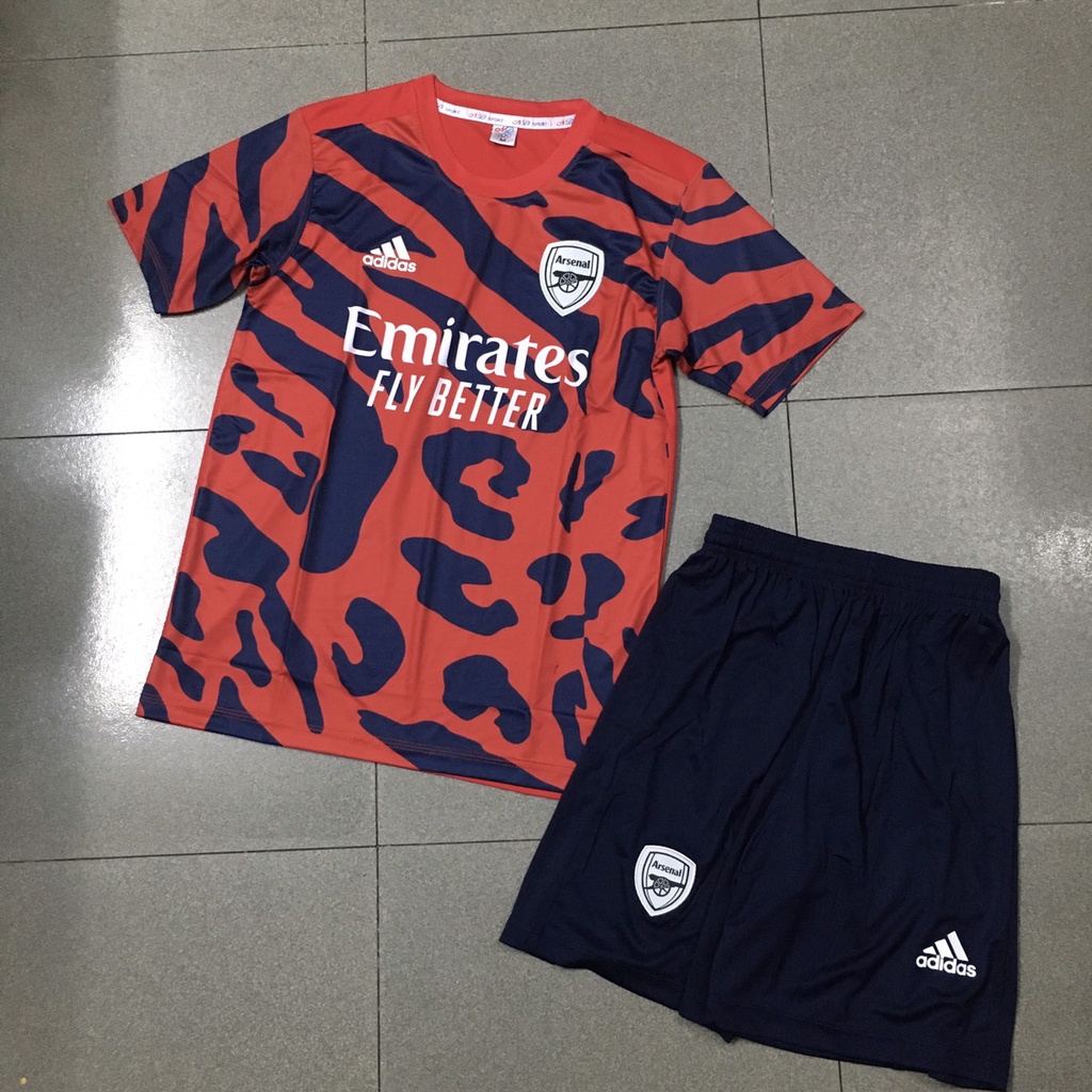 Bộ quần áo đá banh Arsenal đỏ rằn xanh training 2023 FLG