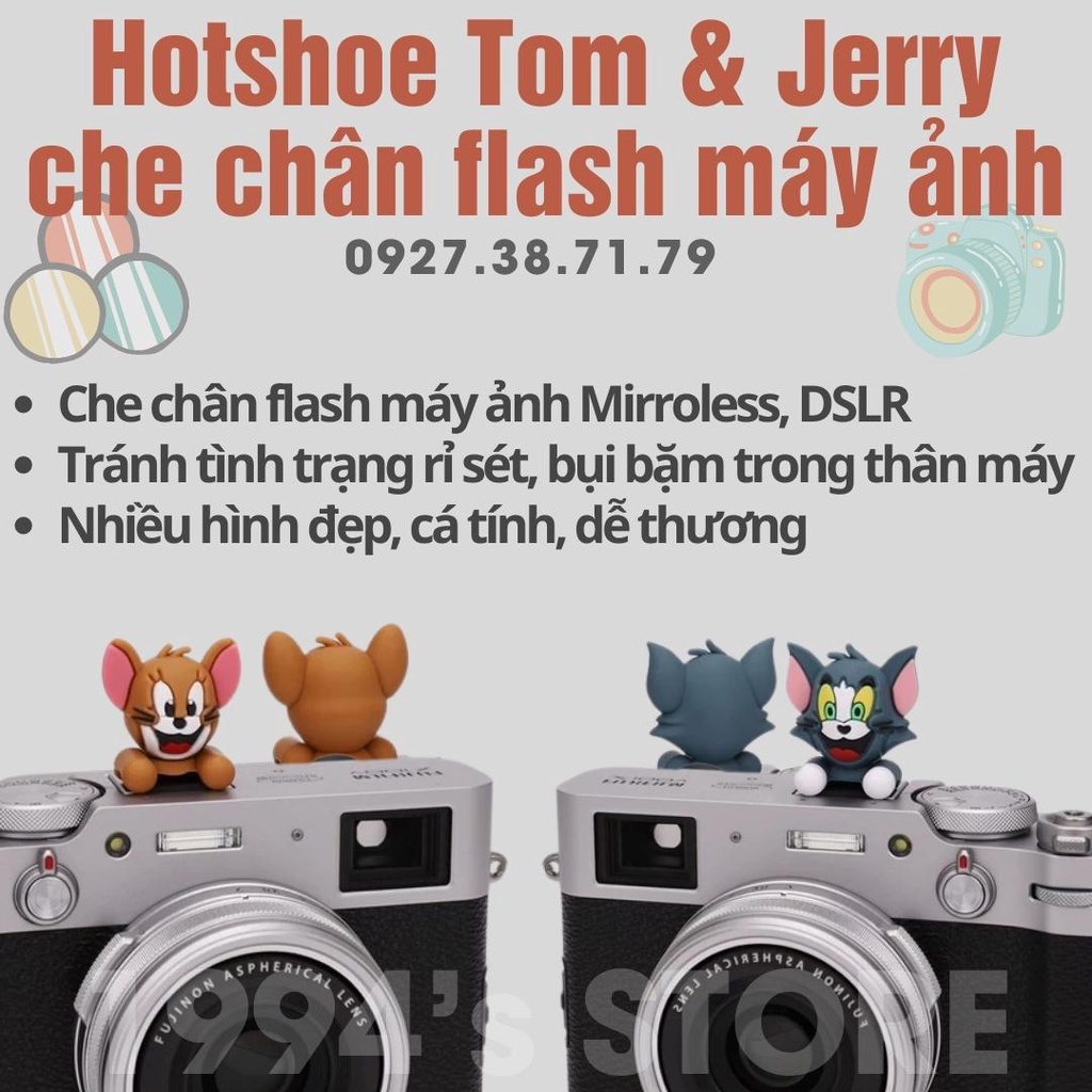 Hotshoe Tom & Jerry Cute  - Nắp bảo vệ che chân đèn Flash siêu xinh siêu độc - Hotshoe cao su dễ thương - Kute