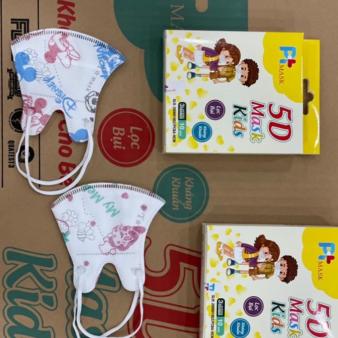 Sét 50  Khẩu Trang 5D mask kids PK  lọc bụi kháng khuẩn cho Em Bé 3 tới 9 tuổi