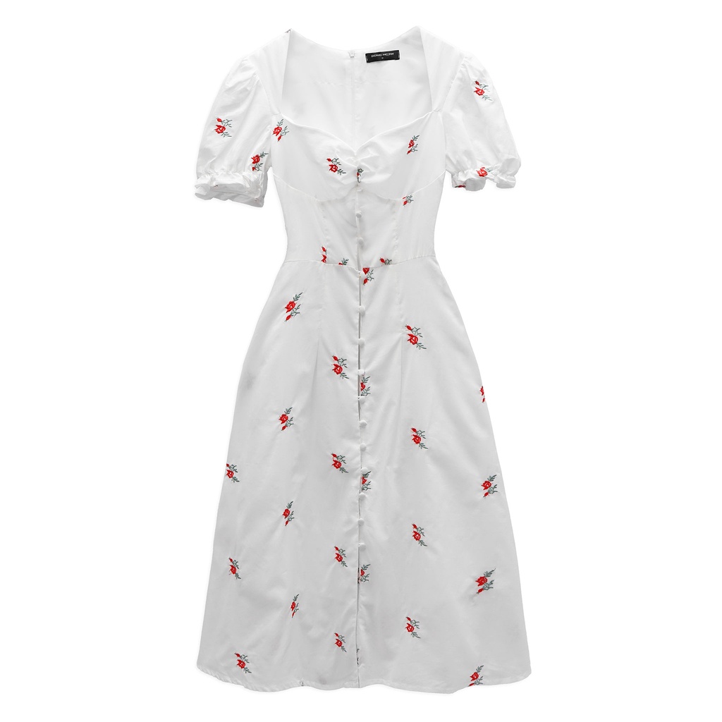Đầm Nữ Flower Linen White , Chất Xô Linen Thoải mái , WDD000098,SOMEHOW