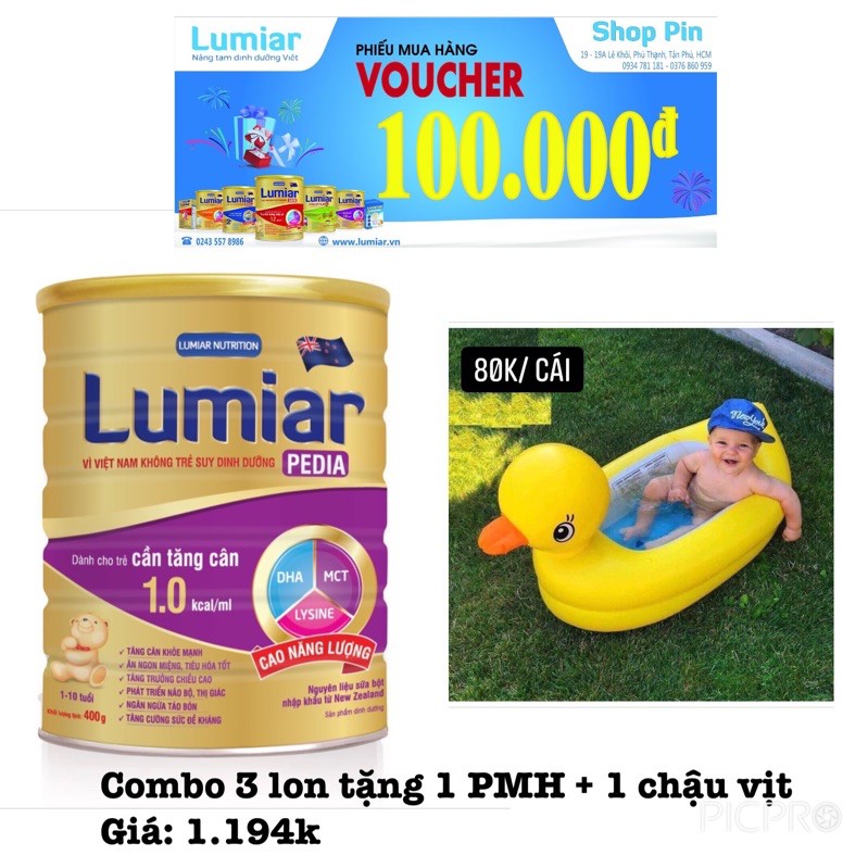 Tặng quà - combo 3 lon sữa bột lumiar pedia lon 900g