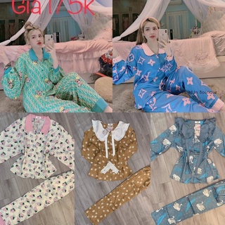 Đồ bộ nữ tay dài, đồ bộ pijama chất liệu mango, size dưới 65kg