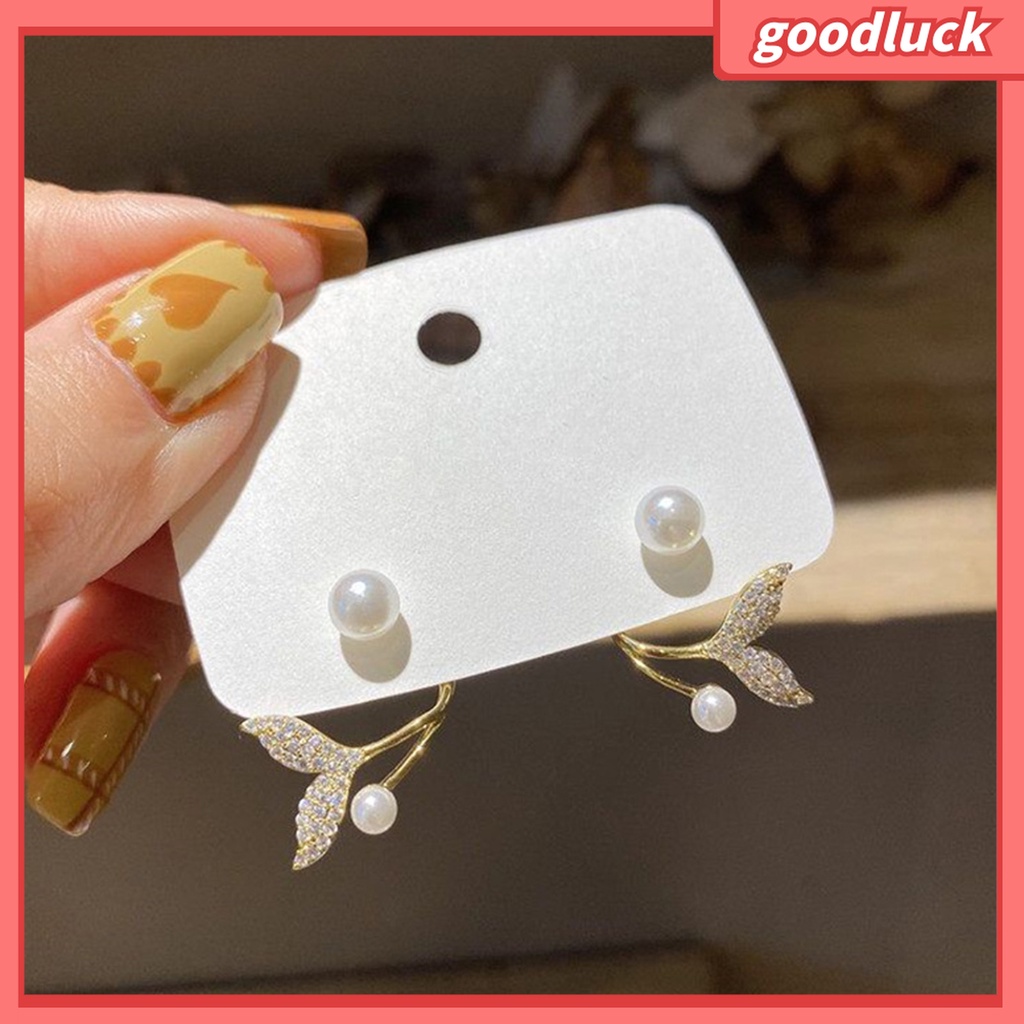 Goodluck| 1 Đôi Bông Tai Hình Đuôi Cá Đính Ngọc Trai Giả Thời Trang Dành Cho Nữ