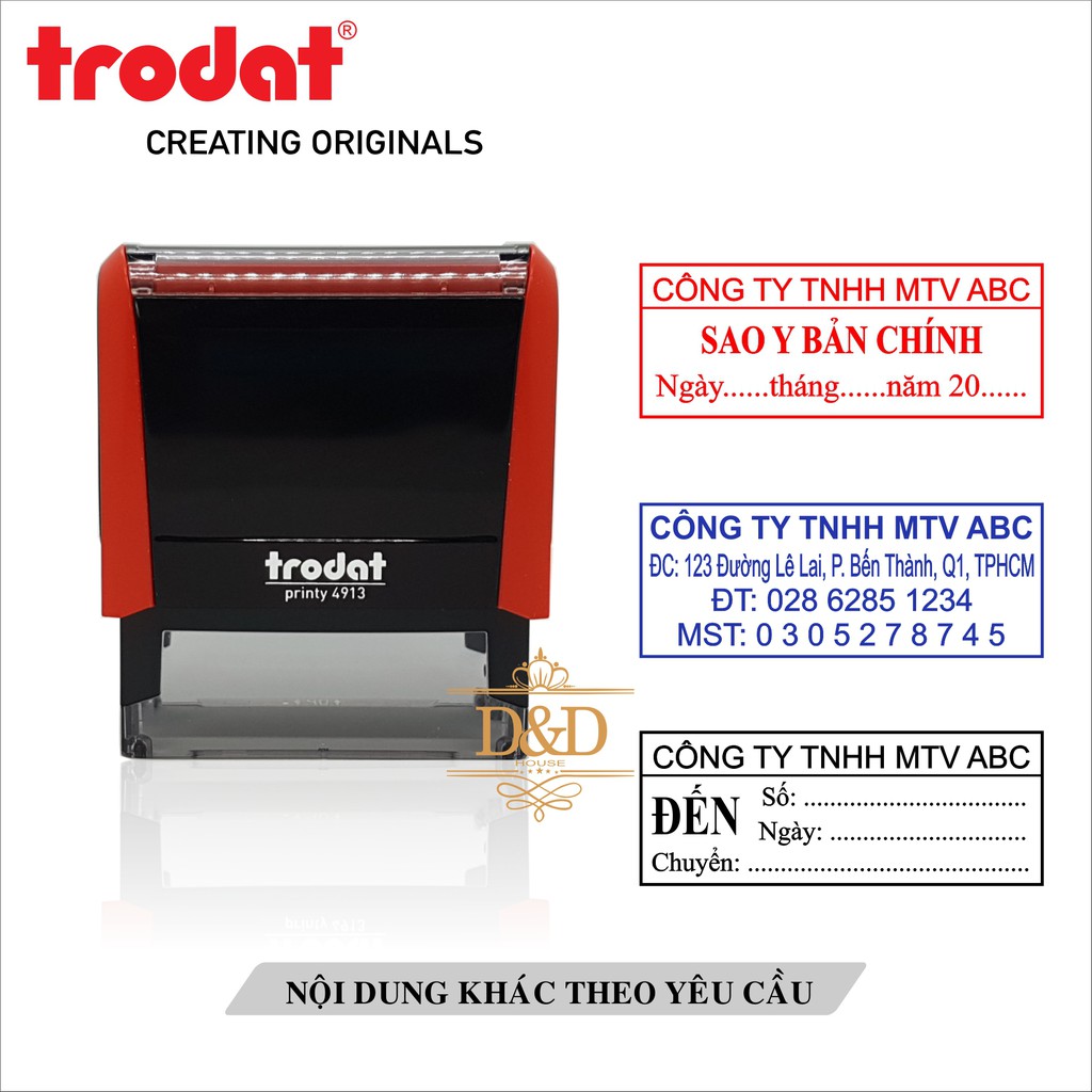 Dấu Trodat 4913P4 đẹp 58x22mm khắc dấu công ty, dấu shop online, dấu theo yêu cầu