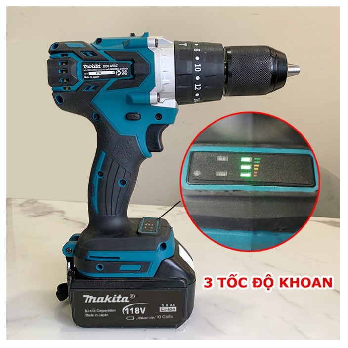 [Tặng Bộ 29 Phụ Kiện] Máy Khoan Bê Tông Pin Makita 118V Động Cơ Không Chổi Than, 2 Pin, Máy Bắn Vít Cầm Tay