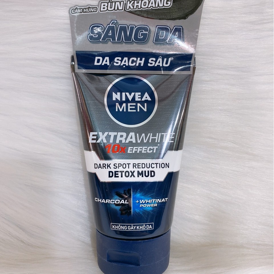 Sữa rửa mặt Nivea Men Extra White 10X Effect (Detox Mud) bùn khoáng giúp sáng da & kiểm soát nhờn - 100ML