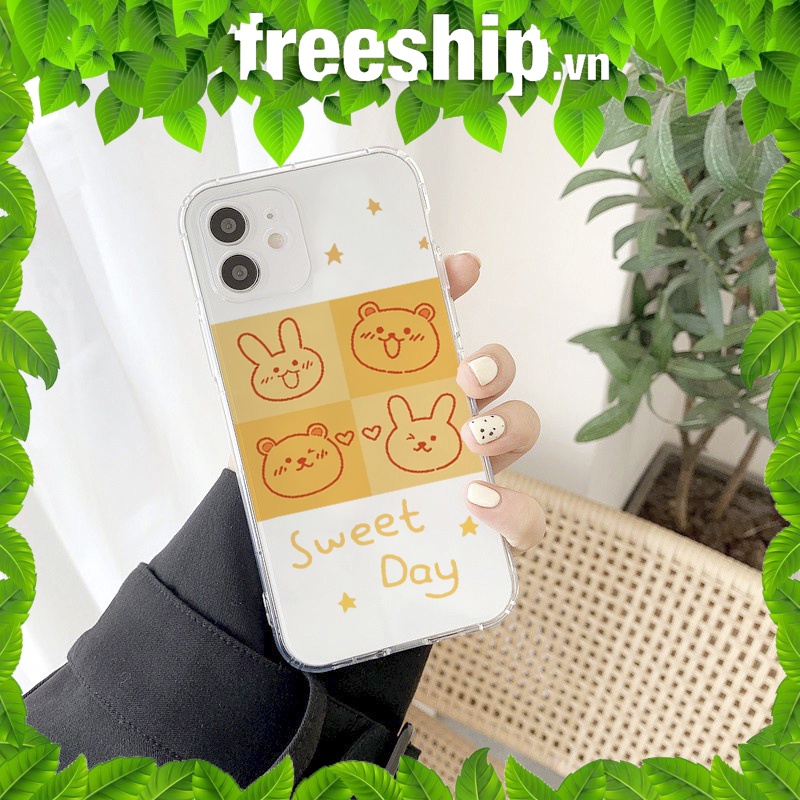 Ốp lưng iphone viền trong Gấu Sweet Day cho 6/6s/6splus/7/7plus/8/8plus/x//xs/11/12/pro/max/plus/promax t122