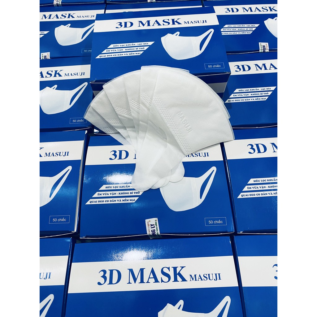 [RẺ NHẤT] Khẩu Trang MASUJI 3D Mask Công Nghệ Nhật Chính Hãng Công Ty LOẠI ĐẸP(Hộp 50c) | BigBuy360 - bigbuy360.vn