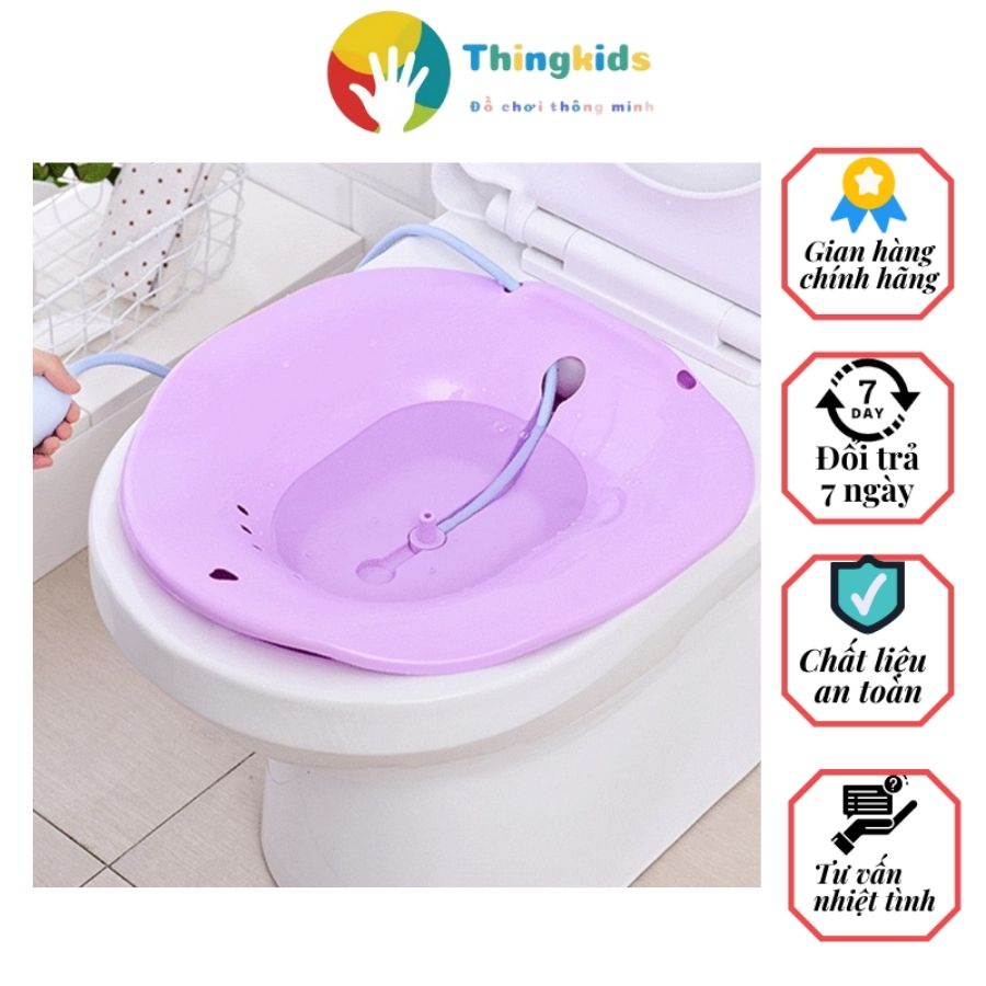 Bộ chậu xông vùng kín sau sinh bằng nhựa gắn bồn cầu để nhà tắm có sục bọt - Thingkids