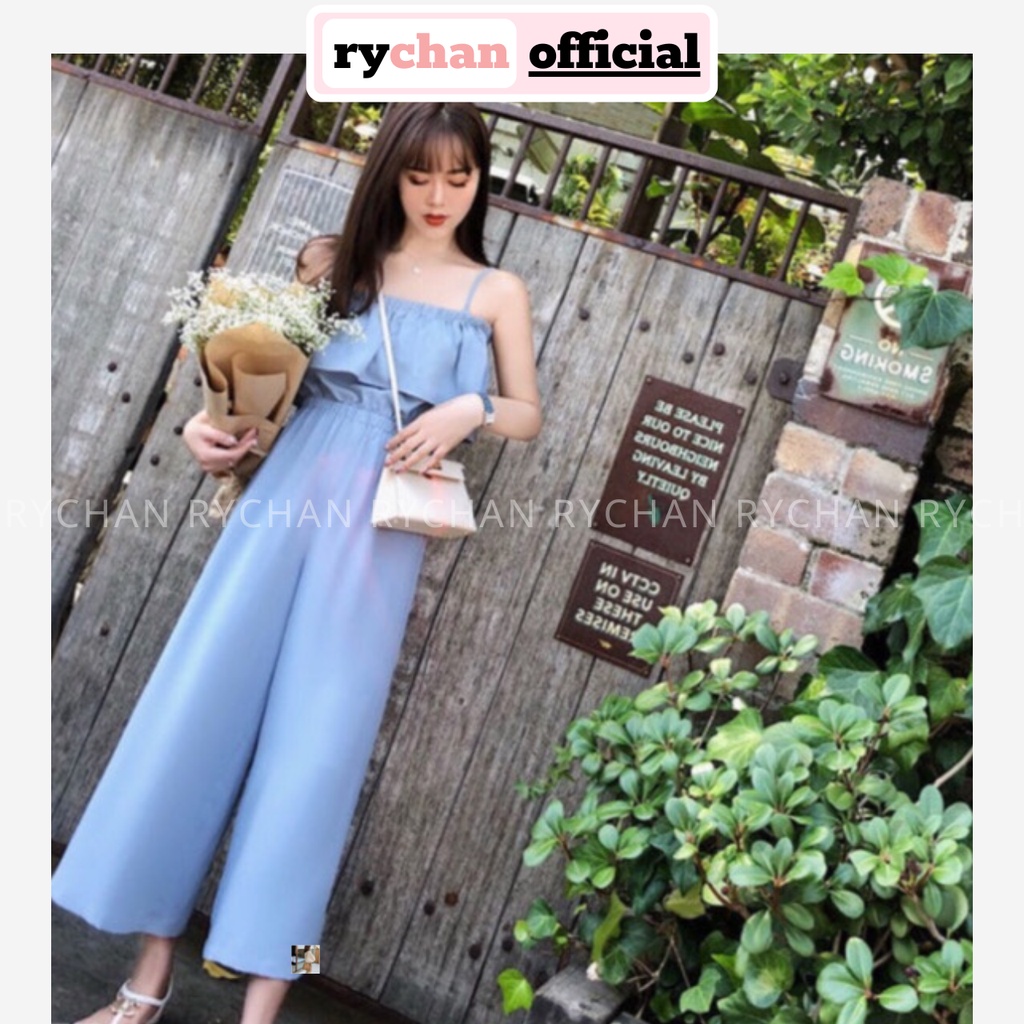 Jumpsuit Hai Dây Tà Bèo Ngực Liền Thân Dễ Thương Năng Động, Jump 2 Dây Màu Vàng Xanh Đen [ẢNH THẬT CUỐI] - JU779