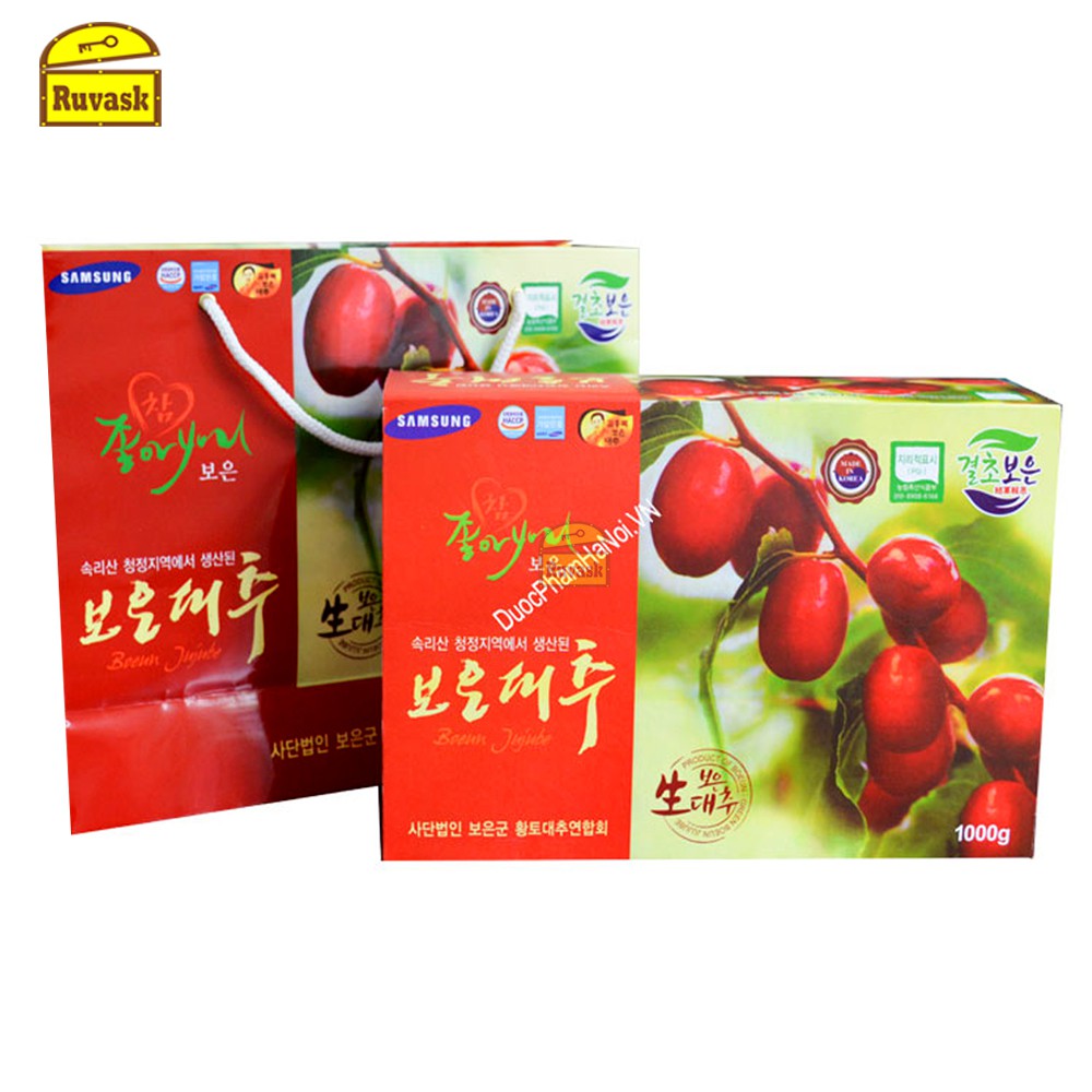 [MẪU MỚI 2020] Táo Đỏ Hàn Quốc Sấy Khô Samsung Boeun Jujube 1KG + Tặng Kèm Túi Đựng Hộp Làm Quà Biếu - Ruvask | BigBuy360 - bigbuy360.vn